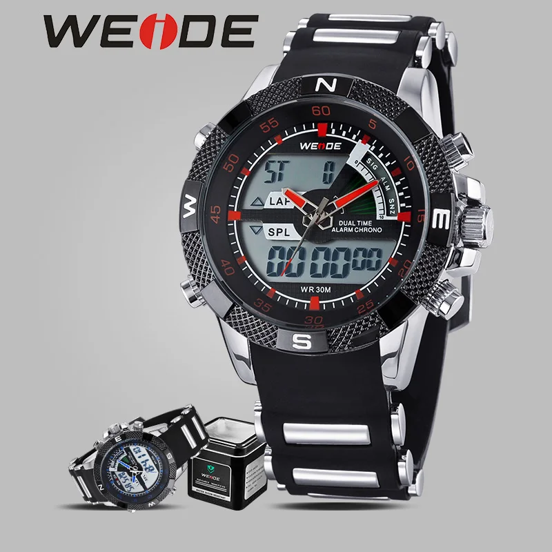 

WEIDE Men's watches the best luxury brand automatic shockproof waterproof sport watches men army camping Silicone digital clock