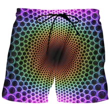Модные мужские шорты кэжуал пляжные шорты Красочные сотовые Swirl 3D печати Бермуды для мальчиков шнурок доска для фитнеса шорты быстросохнущие