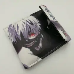 Аниме Токио вурдалак Kaneki Кен Высокое качество PU короткие бумажник/складной кошелек с кнопкой