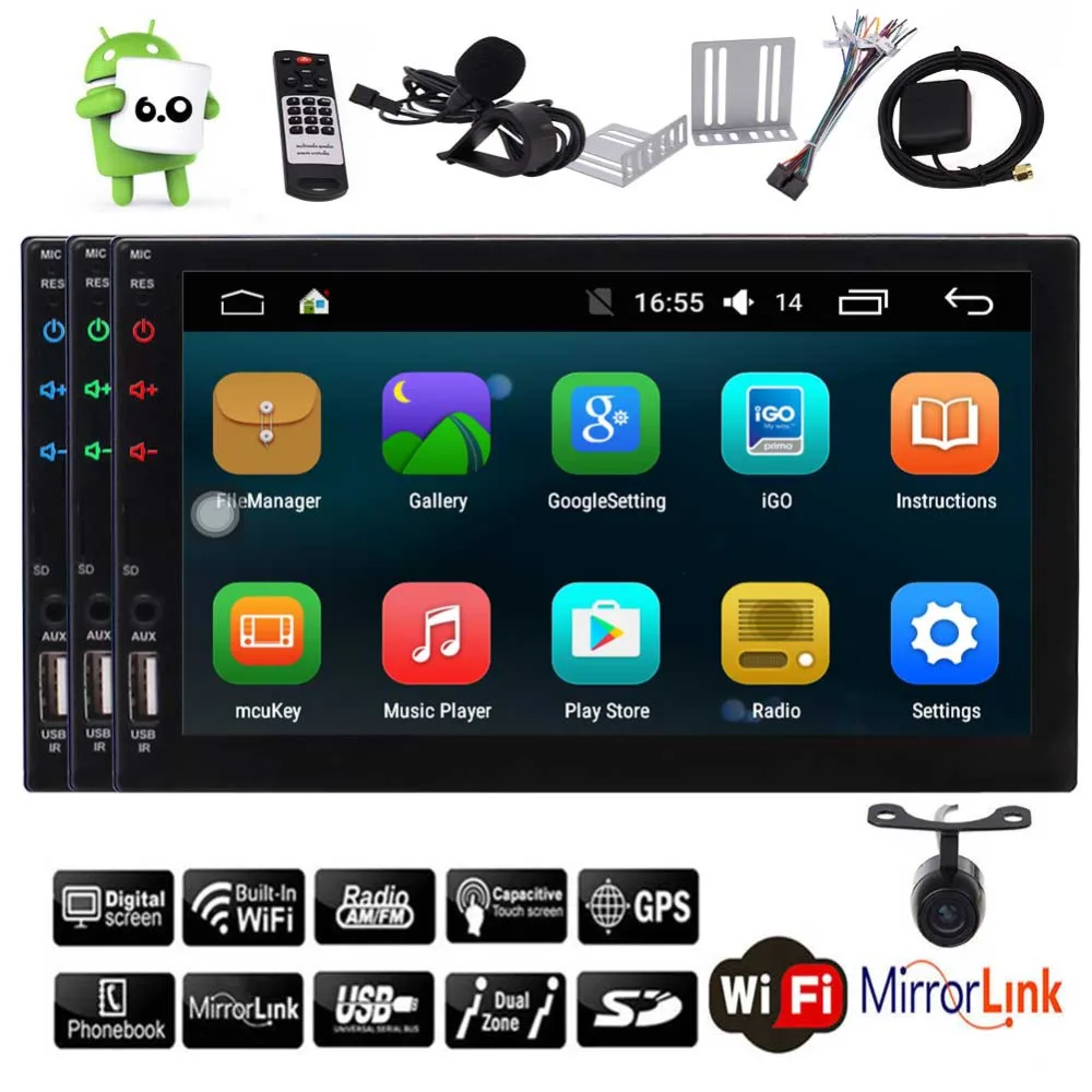 

Android 6.0 Marshmallow Double GPS Satellite Double Din in Dash Autoradio Car Stereo GPS Navigation Hands free Bluetooth Audio