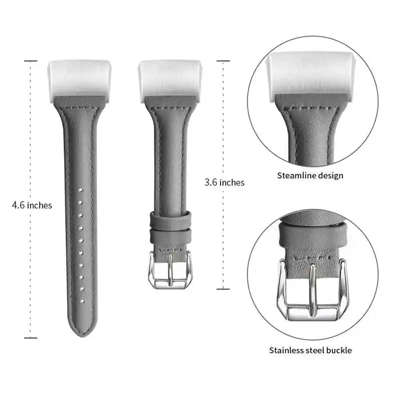 Oulucci сменный кожаный ремешок сменный Fit bit Charge 2 полосы Смарт-часы для фитнеса с для Charge 2 - Цвет: Gray