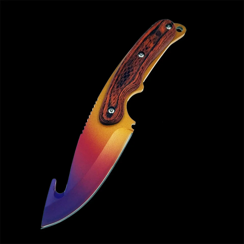 Настоящий тигровый нож для зубьев CS GO Gut knife s Counter Strike, тактические прямые охотничьи ножи, походная оболочка, нож для выживания, цветной нож