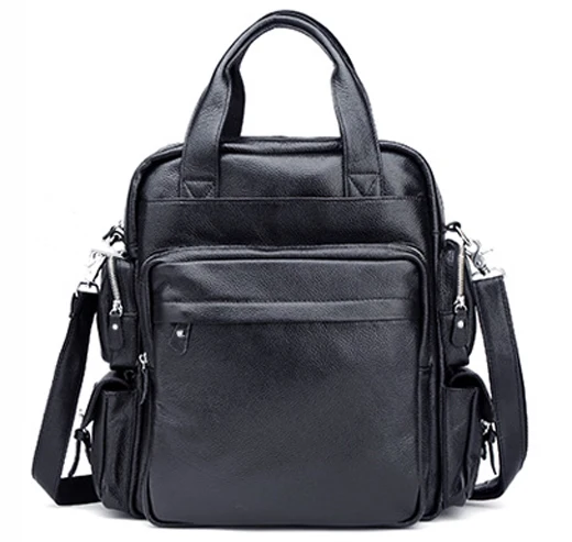 Многофункциональный мужской рюкзак из натуральной воловьей кожи, кожаный Школьный рюкзак, сумка, рюкзак для путешествий, сумка-тоут черного цвета