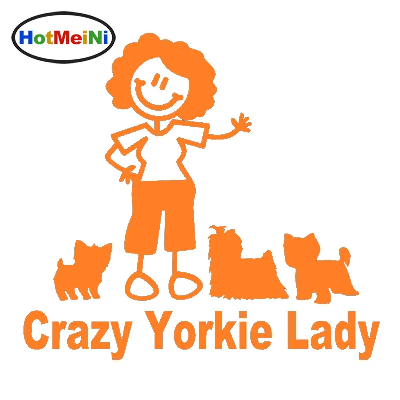

HotMeiNi Car Sticker Jdm Car Styling Character Modeling Crazy Yorkie Lady Window Bumper Vinyl Decal Tailgate 18 x 15cm