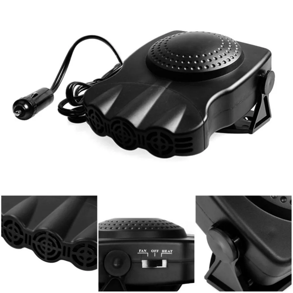

12V/24V Portable Car Multi-function Heater Three-hole Defrost Defogging Heater Heating & Cooling Fan 180 Rotation