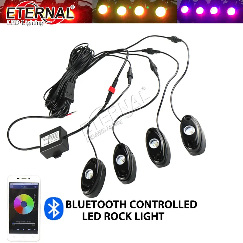 

wholesale 4sets-wireless RGB LED rock light for ATV UTV SUV RZV 4X4 Offroad Motorcycle Car Boat Watercraft Snowmobile Helicopter