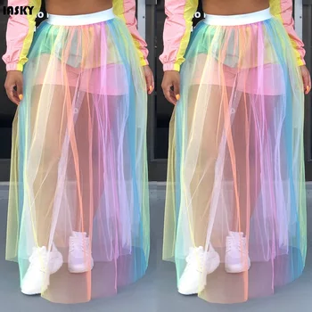 

IASKY 2019 New colorful beach long skirts cover ups sexy women Bikini swimsuit bathing suits cover up beachwear Robe De Plage