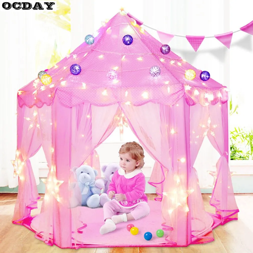 

Folding Tipi Children Tent Play House Lovely Girls Princess Castle Outdoor Indoor Playhouse Waterproof Toy Tents For Kids Gifts