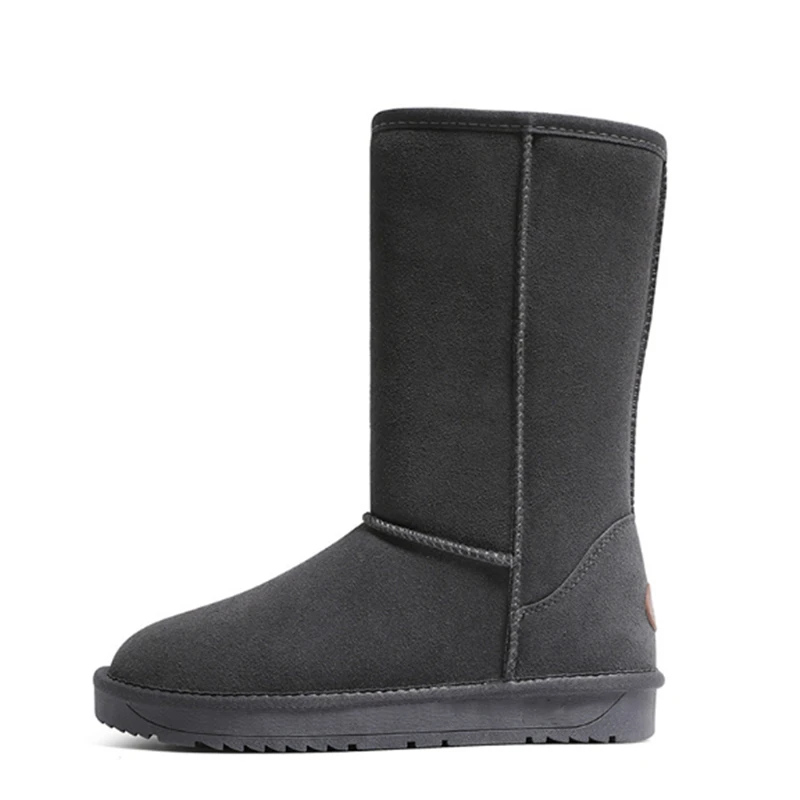 Cheap Genuine Leather Women s winter high boots High quality Cowhide snow boots 2020 new brand design Plush fur Flat bottom warm boot