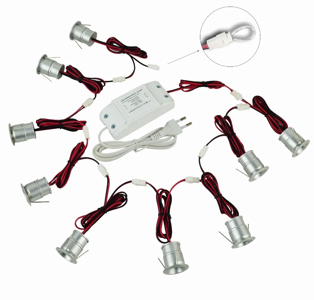High quality 9pcs lot 1w ac85 265v mini led cabinet light mini led