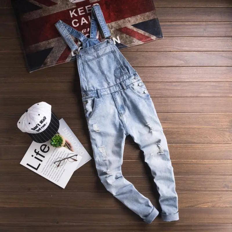 2018 New Fashion Camouflage Design Jeans Denim Overalls Men Casual Wash Skinny Bib Overalls Jeans Male Jumpsuit Jean Pant