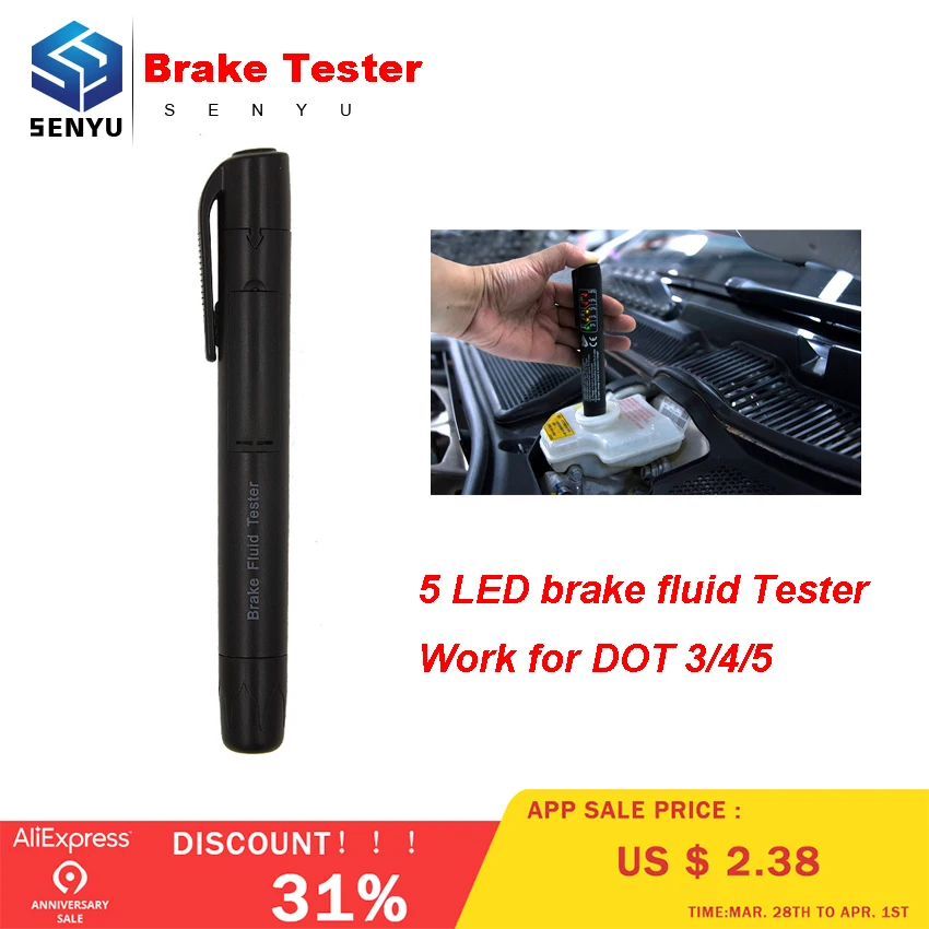 

MINI Brake Fluid Tester Pen Universal Detector For DOT3/DOT4/DOT5 Automotive Testing 5 LED Car Diagnostic indicator Pen car test