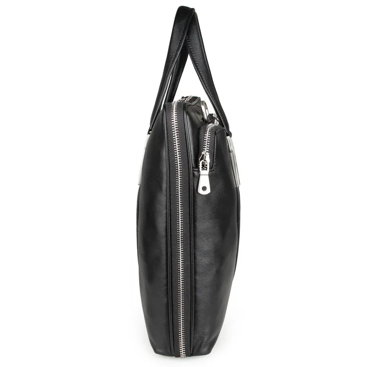 Nesitu Черный натуральной кожи Офисные Для мужчин Портфели мужской портфель 14 ''ноутбук Бизнес человек Курьерские сумки M7326