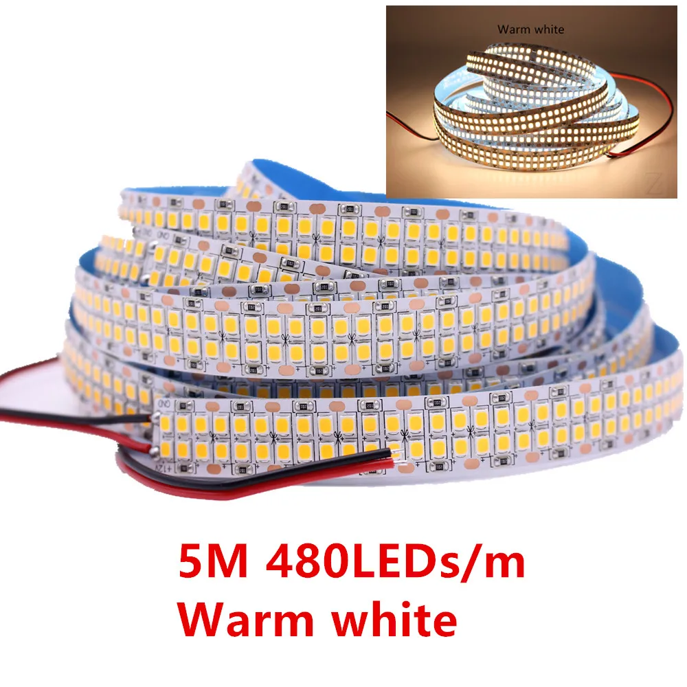 240/480 светодиодный s/m SMD2835 Светодиодные ленты 12V 5 м не водонепроницаемый RGB светодиодные полосы не водонепроницаемый гибкий светодиодный светильник с двойным рядом камней Светодиодные ленты 2835 белый