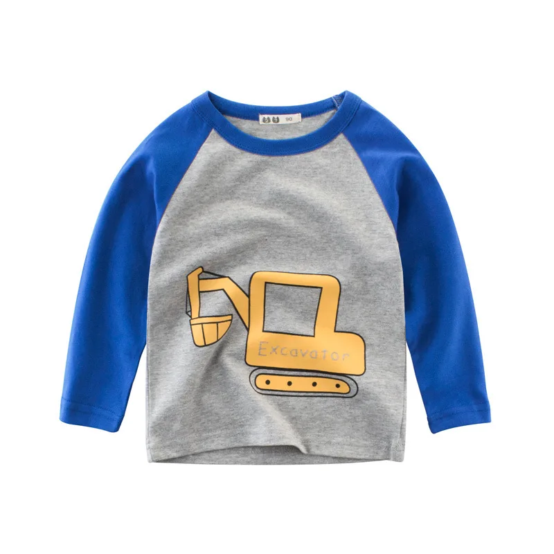 Детские футболки с длинными рукавами в мультипликационном стиле; коллекция года; осенние хлопковые топы для мальчиков и девочек; футболки; детская одежда; толстовки для мальчиков - Цвет: Blue-3109
