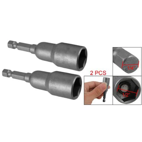 High Quality 2Pcs 1/4 Shank Tek Bit 13mm Hex Socket Spanner Nut Driver