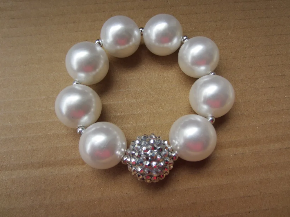 

2PCS Kids Pearl Strand Bracelets Bangle Bubblegum Chunky Bracelet Toddler Girls Beaded Bracelets Infants Gifts Elastic Bangle