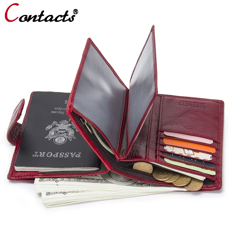 CONTACT S Passport Cover Women S Genuine Leather Purse Business Card Holder Wallet Women Wallet