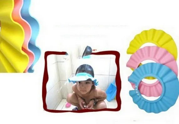 Детская шапочка для душа s, кепка для мытья волос, детский козырек для ванной, регулируемая защита, водонепроницаемая, защита ушей, детские шапки для младенцев