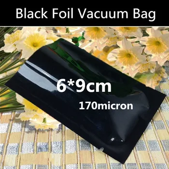 

New Wholesale 200pcs 6cmx9cm 170micron Small 3 Sides Black Foil Packaging Bag Small Foil Vacuum Powder Bag