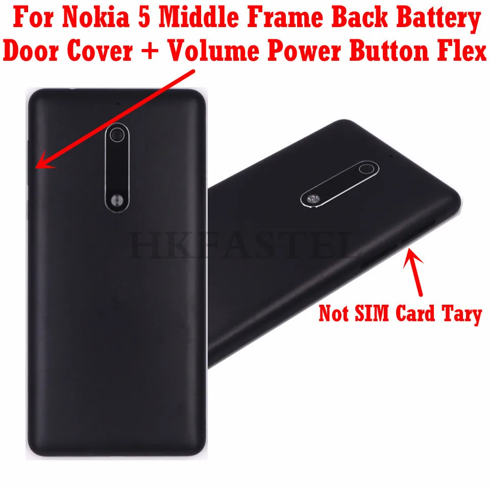 

For Nokia 5 Original Housing Mobile Phone LCD Middle Frame Back battery door cover volume power button