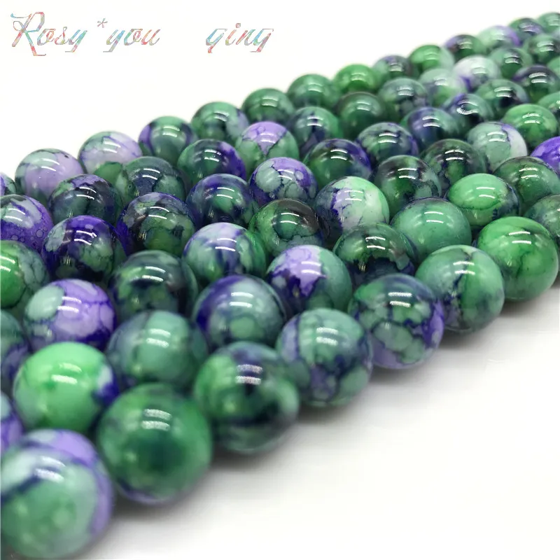 Wholesale 6 8 10mm Exquisite pattern glass bead spacer jewelry Bulk