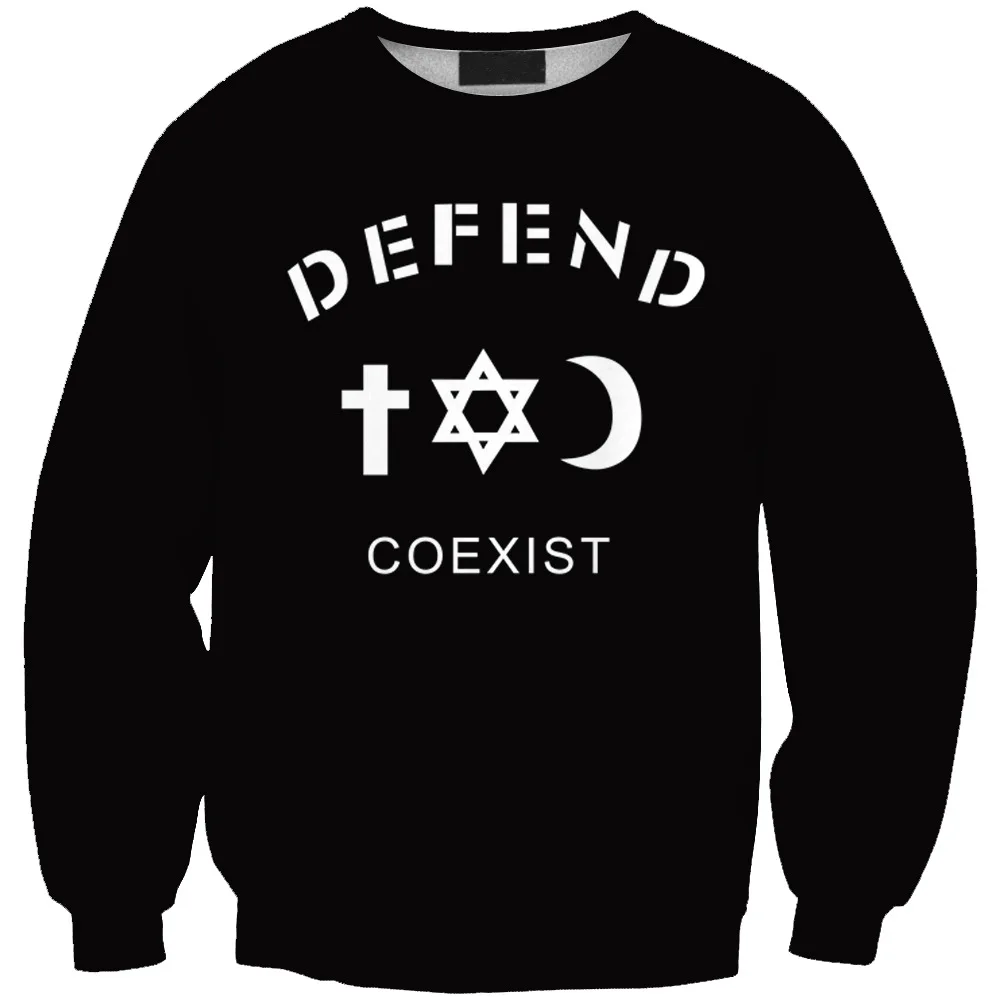 Women Hoodies Defend Letter Print Black Hoodies Women O-Neck Loose Full Sleeves Sweatshirt Hoodie Pullover Sudaderas Moletom