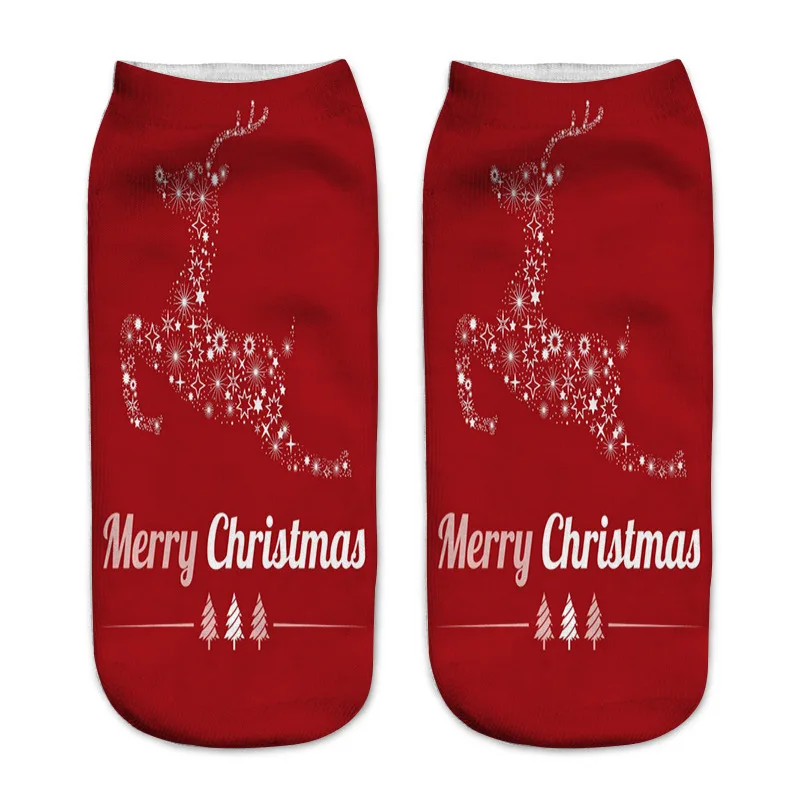 Подарок на год, женские рождественские носки с 3D принтом, дизайн, рождественские носки, Веселый Санта Клаус, снеговик, низкие носки до лодыжки