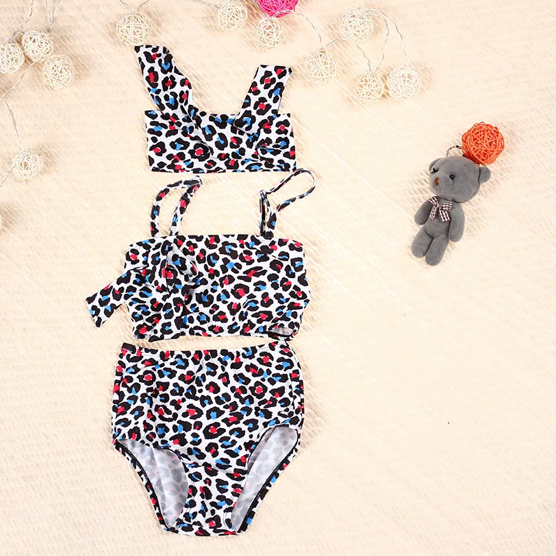 

3 piece summer girl one-piece swimsuit children's clothing girls leopard swimwear summer swimwear beachwear swimsuit