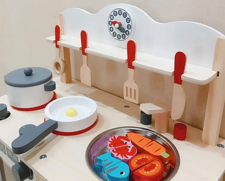 Детский деревянный камин, игрушка для детей, оригинальная деревянная игрушка для кухни, набор кухонной посуды для детей, обучающая игрушка для приготовления пищи