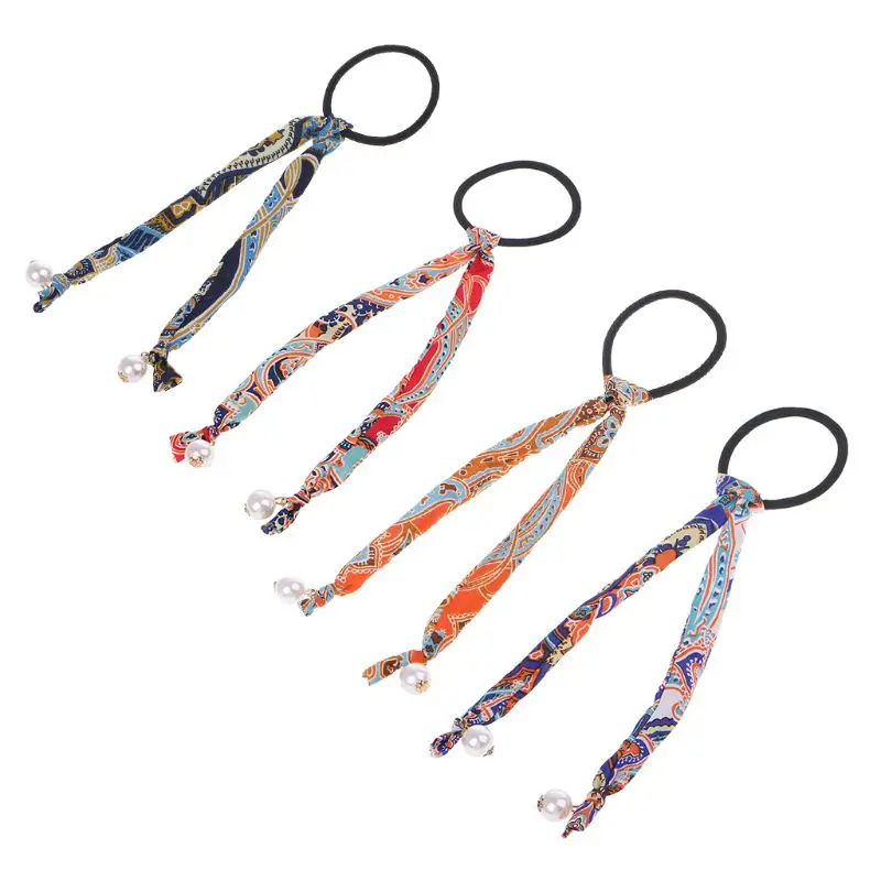 

Fashion Lady Ethnic Totem Design Pearl Hair Bands Women DIY Tool Hair Bun Maker Twist Hair Dish Rope Headwear Decor Accessories