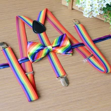 Бабочка галстук-бабочка подтяжки набор галстук набор красочный узор полосатый узор Y форма 3 зажимы на подтяжки унисекс для взрослых