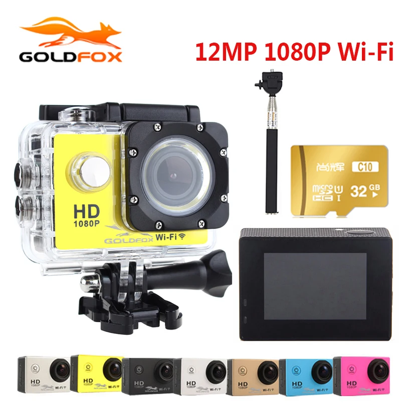 Goldfox Action Camera 1080P Full HD 30M Action Camera Go waterproof pro Sport DV Bike helmet