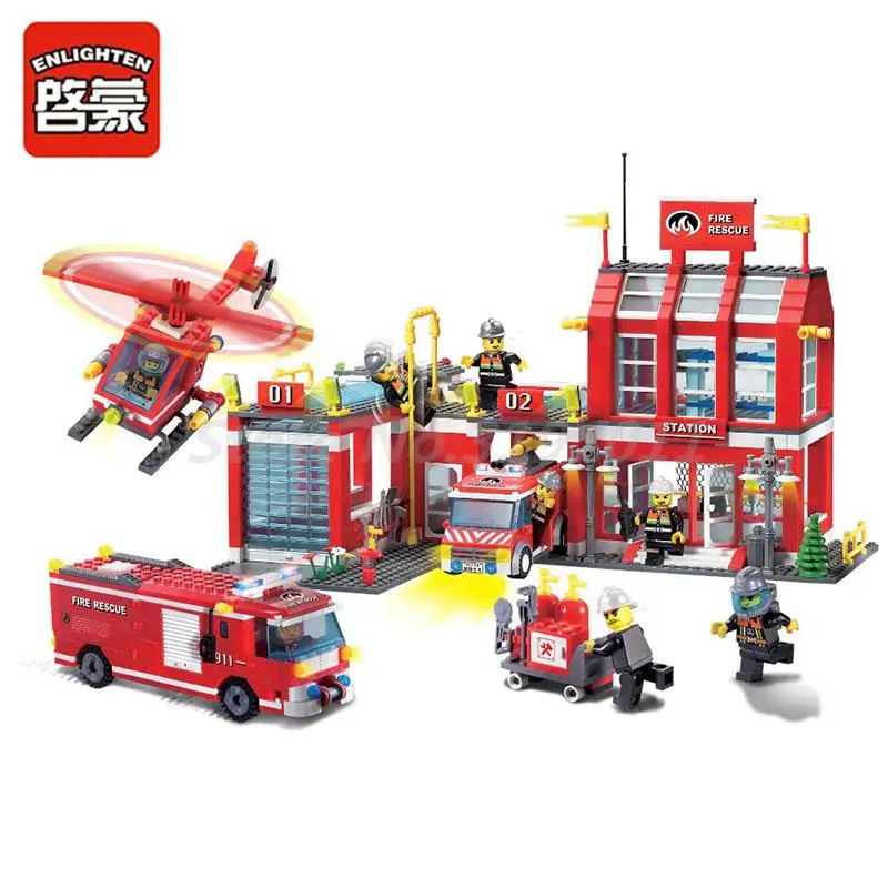 

Enlighten 911 Fire Station Rescue Control Regional Building Blocks City Fire Rescue Series Model Toy For Children Learning Gifts