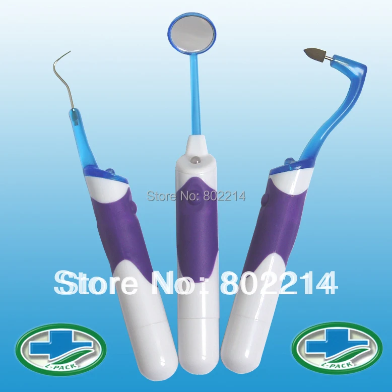 

3 in 1 LitPack Teeth Whitening Professional Dental Oral Tool Kits LED Dental Mirror hook Pick Eraser go tartar dentist equipment