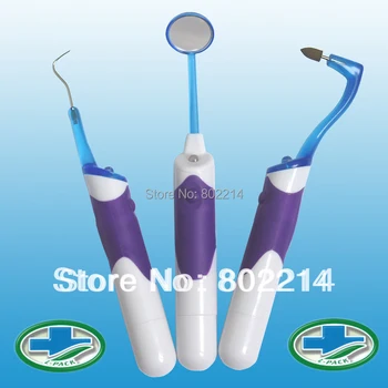 

3 in 1 LitPack Teeth Whitening Professional Dental Oral Tool Kits LED Dental Mirror hook Pick Eraser go tartar dentist equipment