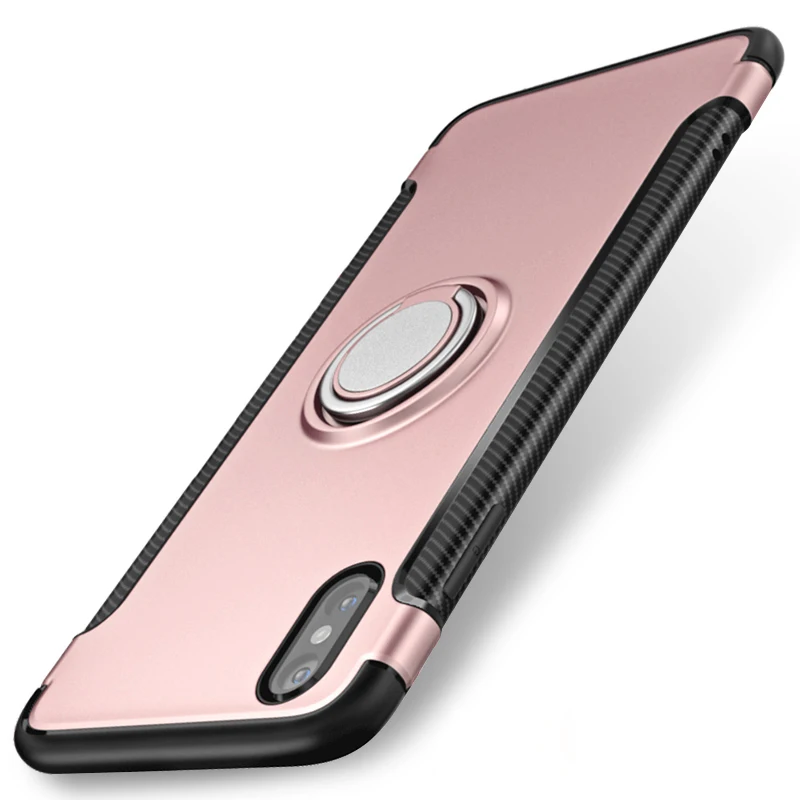 Высокое качество магнитный автомобильный держатель чехол для iPhone X 7/8 Plus чехол 360 Вращающийся палец кольцо чехол для телефона