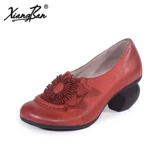 Xiangban 2018 Spring Women Shoes Handmade High Heels Rough With Elegant Women Pumps Round Head