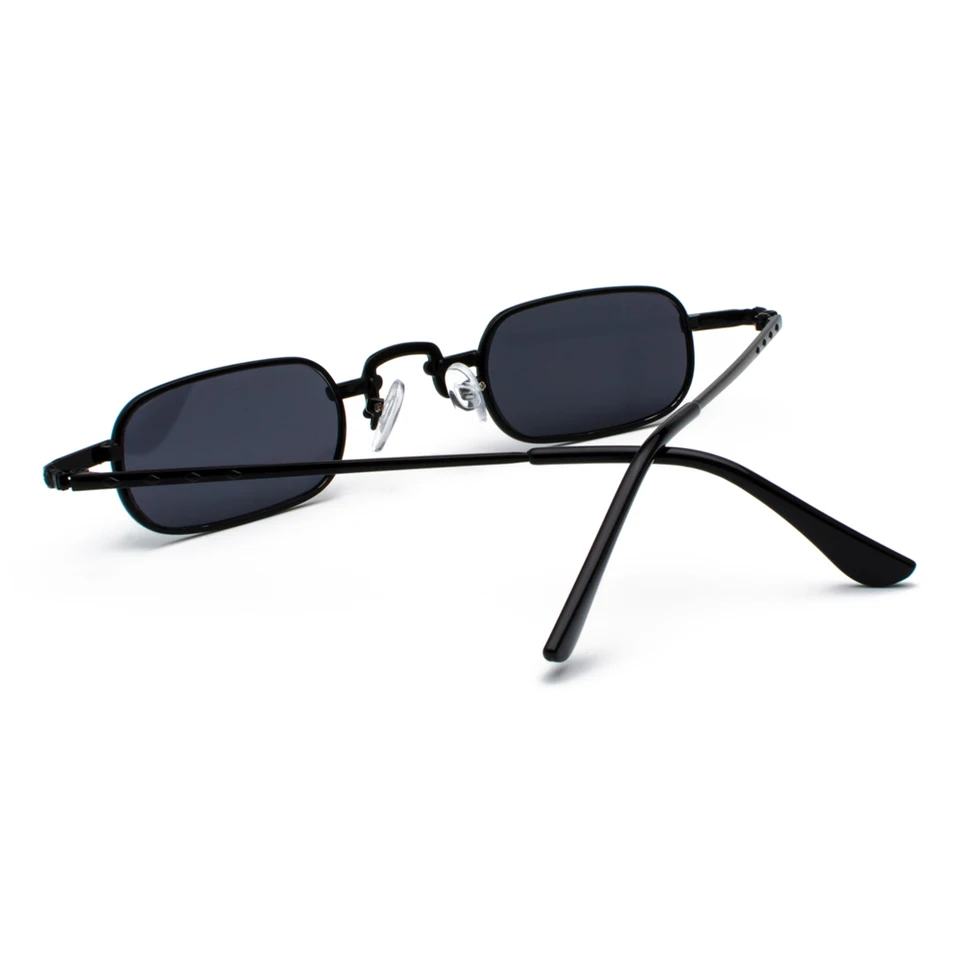 Capri Eyewear Vintage Sunglasses Owl Rectangle Narrow Small Frame Retro Yellow