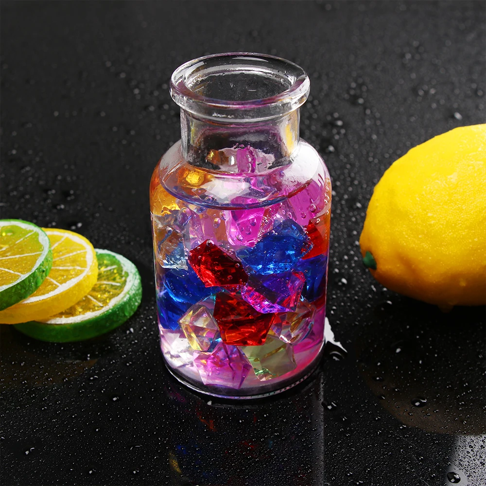 50Pcs/bag Colorful Acrylic Fish Tank Ornament Crystal Ice Cubes Stone Ice Rocks Vase Filler Pebble for Wedding Garden