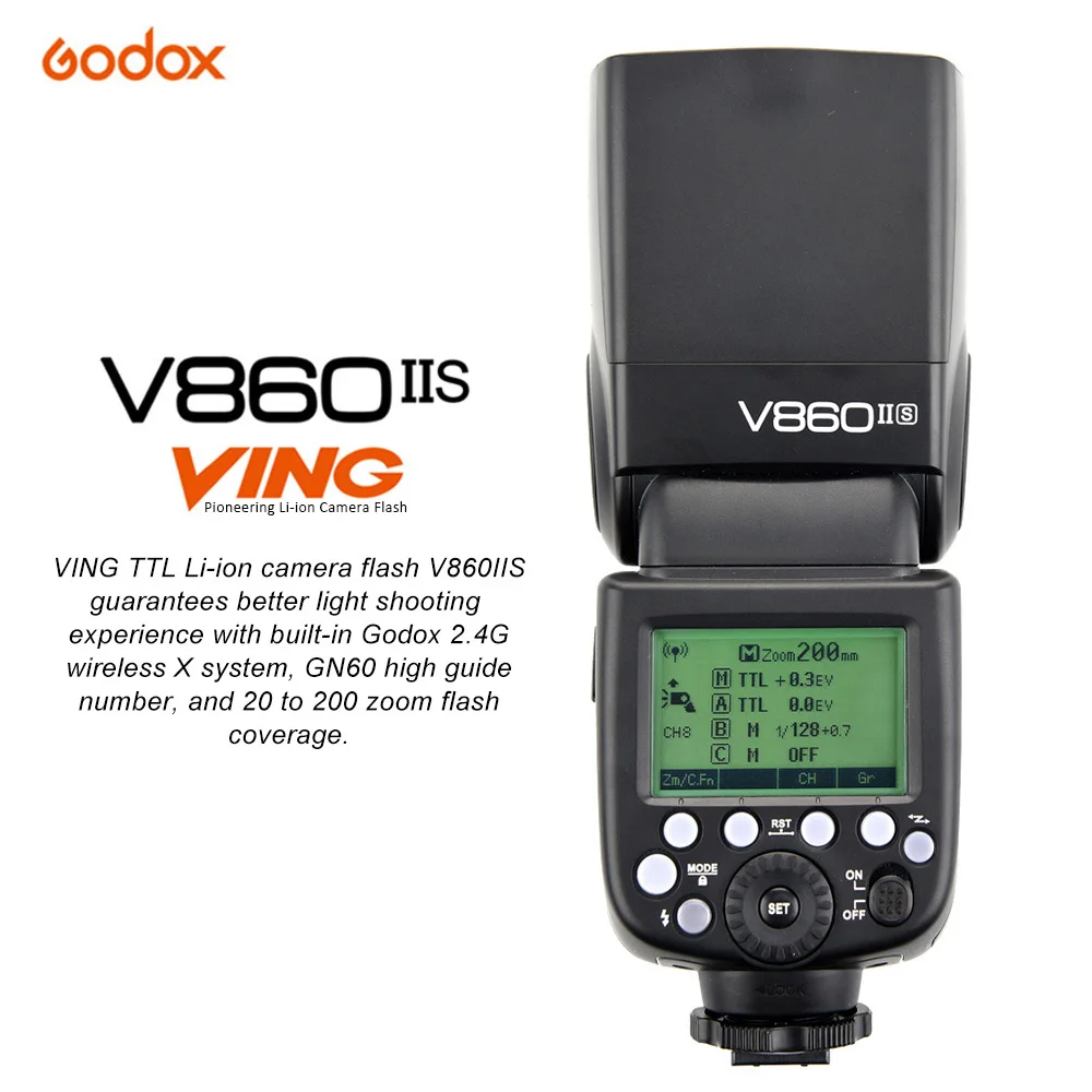 Godox V860IIS Pionnering GN60 -  Speedlite TTL 1/8000 s HSS 2.4     Sony A77II A7RII A7R A58 ILCE6000L