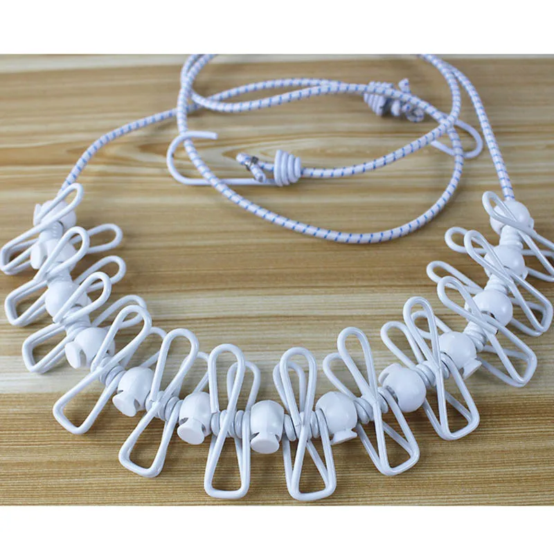 

Clothesline Rope With Clips Windproof Non-slip Elasticity Retractable For Outdoor Camping J2Y