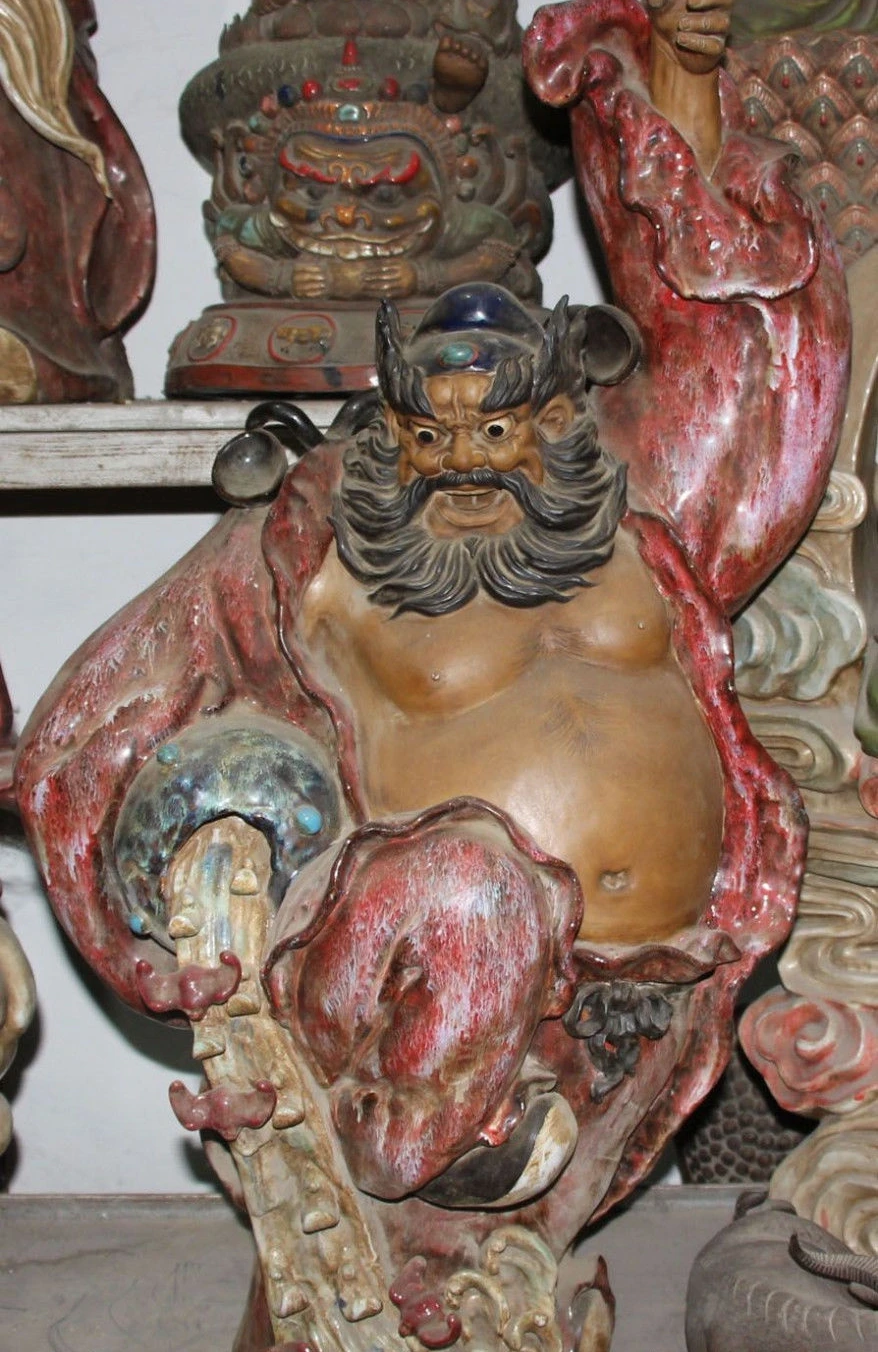 

Large Wu Cai Porcelain Zhongkui Zhong Kui God Immortal Catch Ghost Seal Statue