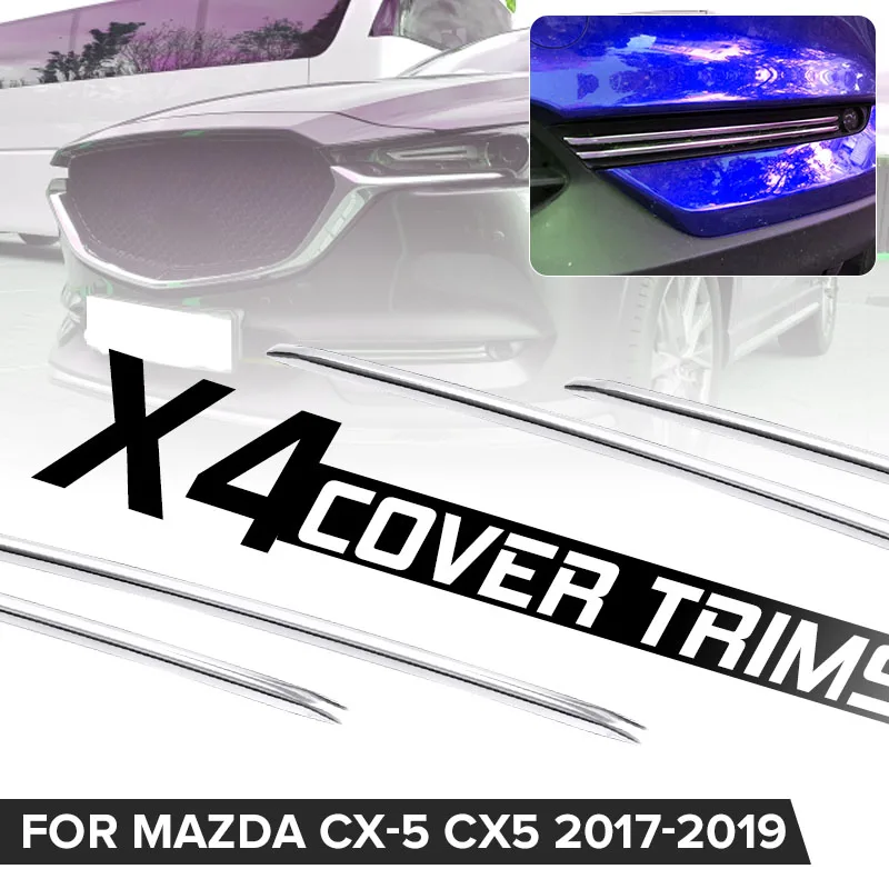 

4Pcs Car ABS Chrome Front Fog Light Foglight Lamp Cover Decoration Sticker Trim For Mazda CX-5 CX5 2017 2018 2019