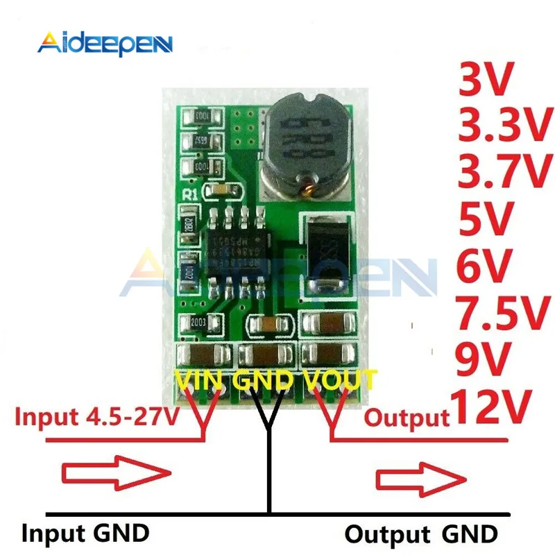 3.5A DC преобразователь модуль постоянного тока 4,5 V-27 V постоянного тока до 3V 3,3 V 3,7 V 5V 6V 7,5 9V 12V понижающий стабилизатор напряжения доска трансформатор