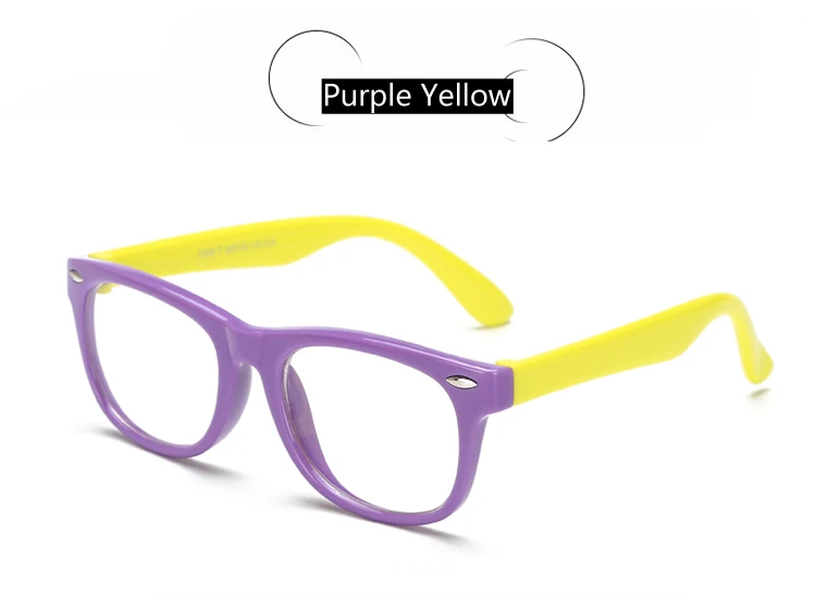 Здоровые силиконовые детские прозрачные очки для девочек и мальчиков, очки с гибкой оправой, оправа для детских очков, оптические очки для детей - Цвет оправы: purple yellow