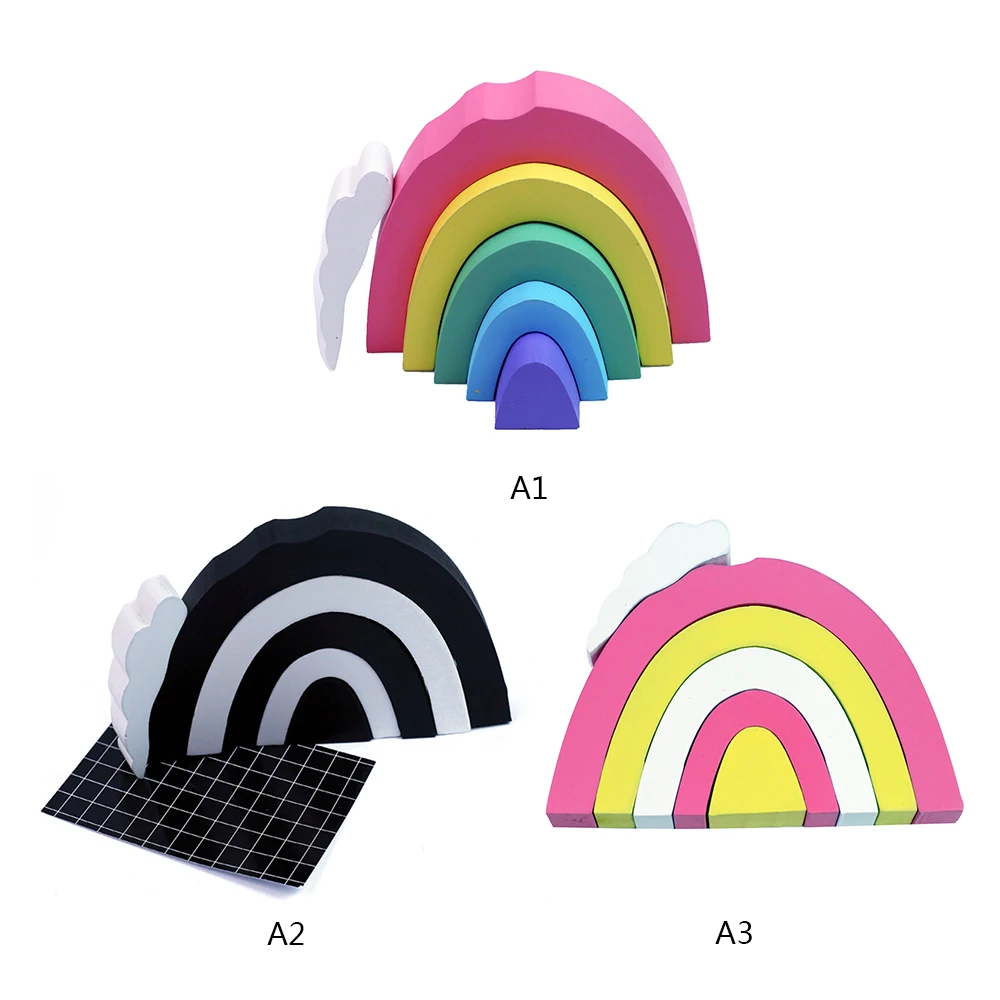 

Kids Room Decoration Wooden Rainbow Building Blocks Children's Decorative Toys Party DIY Photography Props