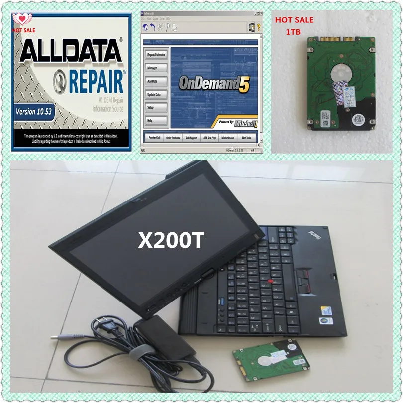Alldata программное обеспечение V10.53 по alldata для ремонта+ mitchell в 1 ТБ HDD установлен хорошо в X200T Ноутбук готов к использованию