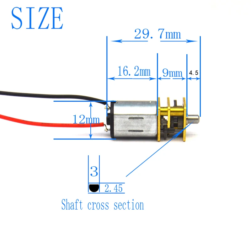 1 шт. 12 мм N20 микро мотор электрический мотор коробки передач 3v 6v 12v 35/70/140 об/мин 4,5 мм короткий вал двигателя+ 11 см кабель двигателя