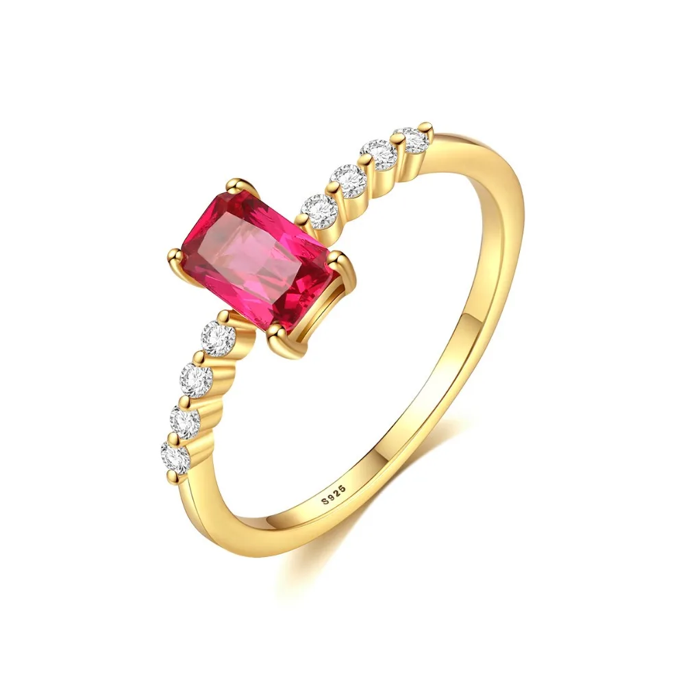 INALIS New Simple Engagement Finger Rings for Women 925 Sterling Silver Micro Paved CZ Stone Red Emerald Purple Crystal Bijoux | Украшения